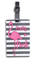Fabrizio silikoninen nimilappu, raidallinen, flamingo
