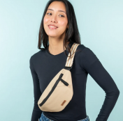 Cabaia Lobito crossbodylaukku, kääntömalli, beige/pantterikuosi