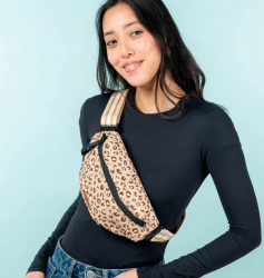 Cabaia Lobito crossbodylaukku, kääntömalli, beige/pantterikuosi