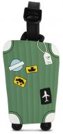 Fabrizio silikoninen nimilappu, 2 kpl, matkalaukku vihreä
