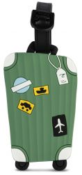 Fabrizio silikoninen nimilappu, 2 kpl, matkalaukku vihreä