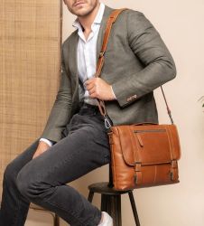 The Chesterfield Brand Veneto nahkainen tietokonelaukku 13", konjakki