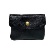 Nahkainen metallinhohtoinen kukkaro, musta